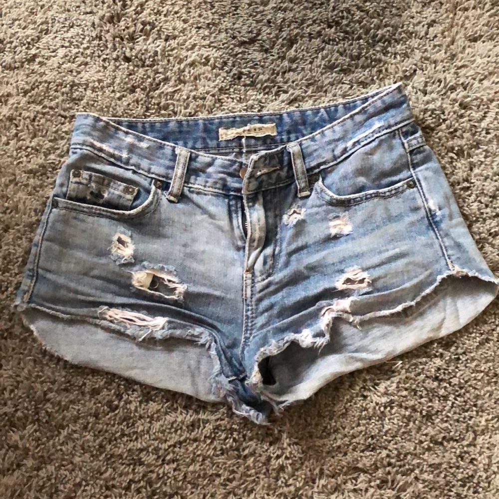 Free people distressed denim shorts 24